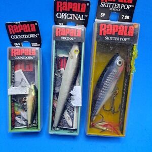 Rapala Fishing Lure Lot Countdown Original Skitter Pop New In Box Vintage Tackle